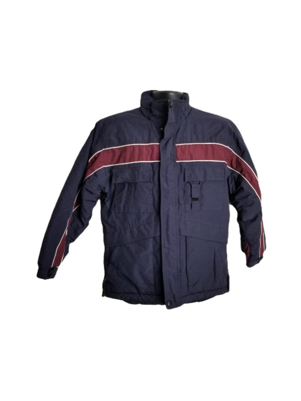 Toma Boys Vintage Navy Burgundy Winter Puffer Coat Size L 14/16 90s Retro